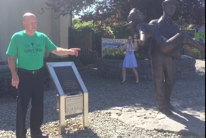 Walking Tour of The Quiet Man Film Locations in Cong - The John Wayne and Maureen OHara statue moment